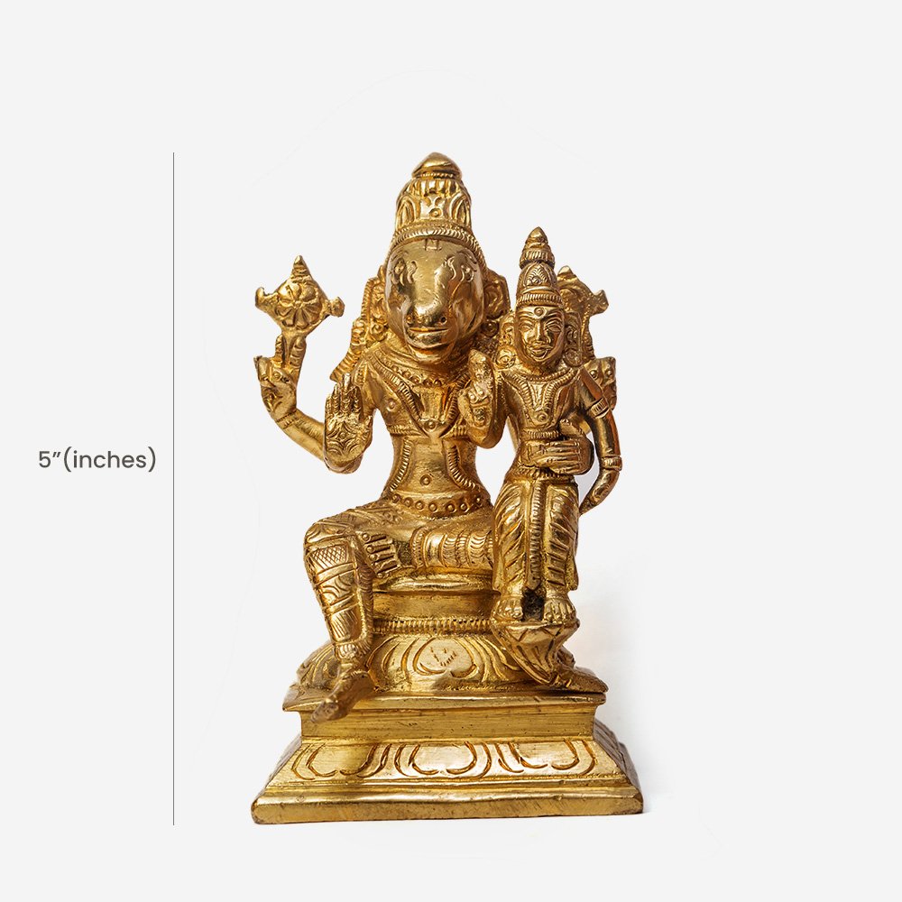Varaha Laxmi figurine in Brass for Puja at Home & Workspaces thumbnail 5