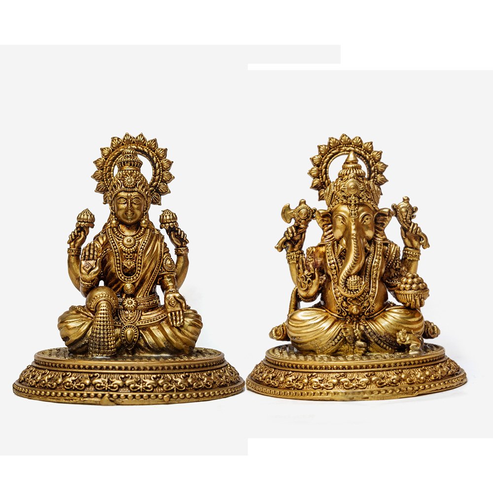 Brass Idol of Laxmi & Ganesh for Puja & Home Decor thumbnail 1