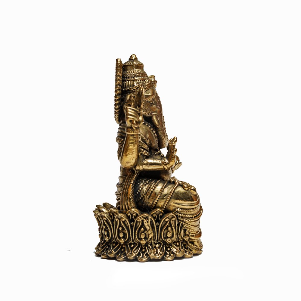Lord Ganesha Idol 6" crafted in Brass for Puja & Presentation thumbnail 3