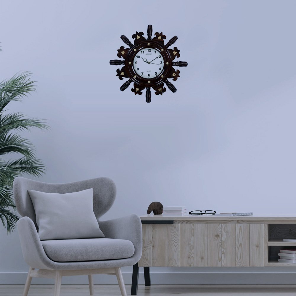 Ship Helm Design Vintage Rosewood Crafted Wall Clock for Home Decor and Gifting