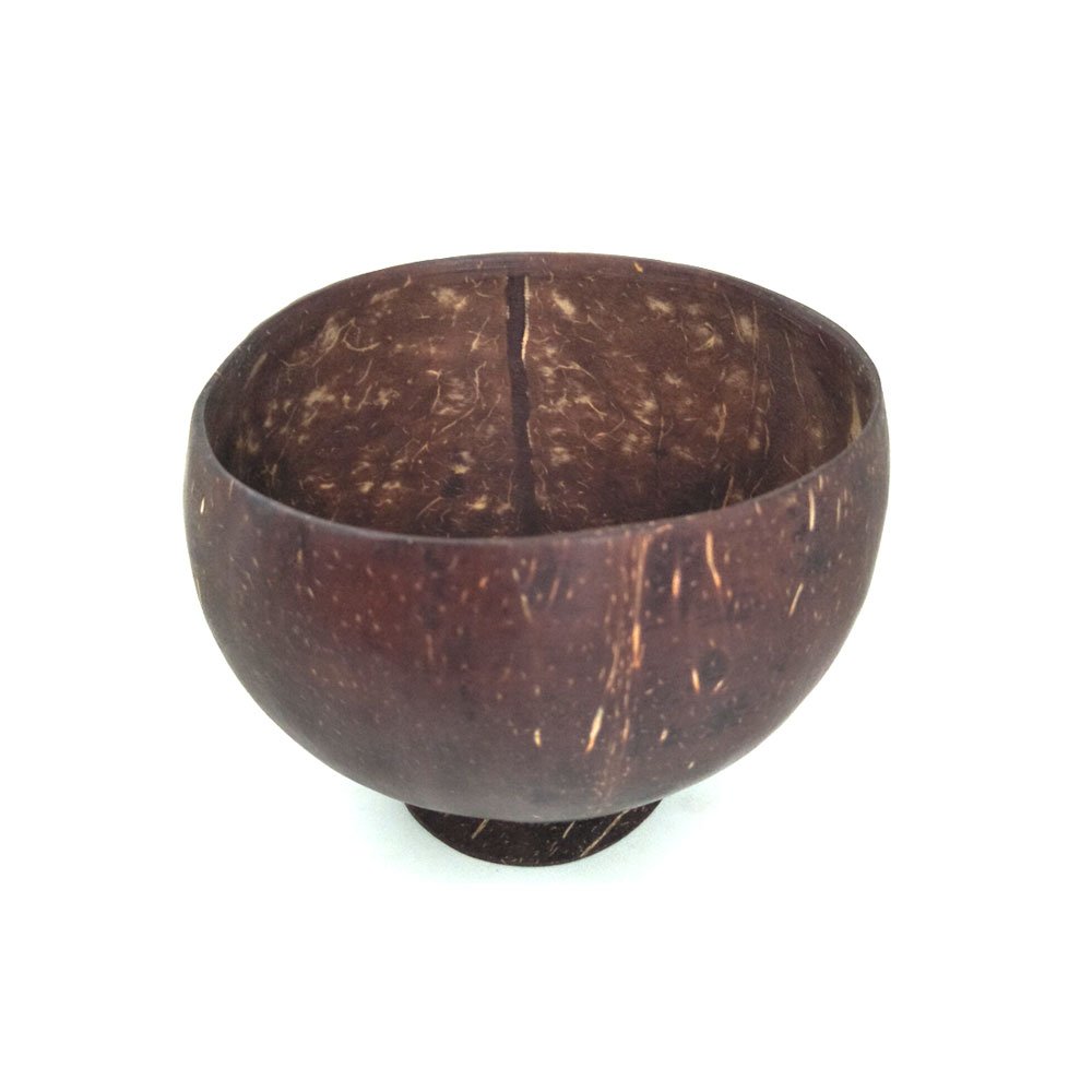 Handcrafted re-usable natural coconut shell bowl large with stand thumbnail 1