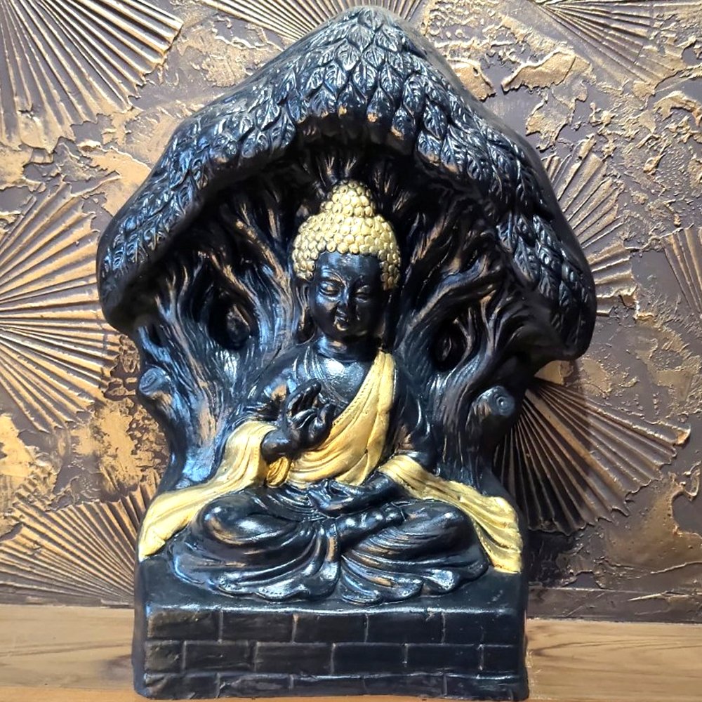 Terracotta (Clay) Crafted Buddha Sitting Posture Sculpture with Decorative Hand Painting for Home Décor & Gifting