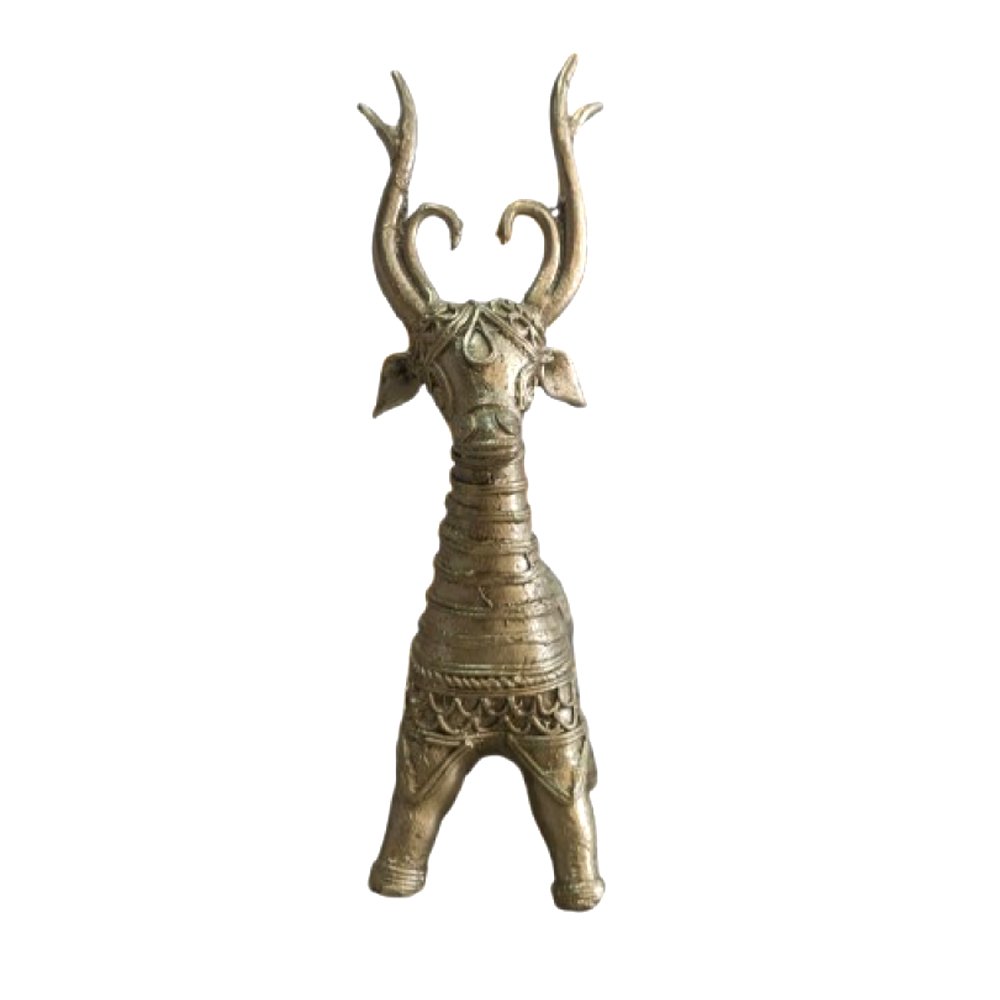 Dhokra Metal Art Deer Standing Showpiece for Decor & Gifting – Brass Tribal Figurine thumbnail 1