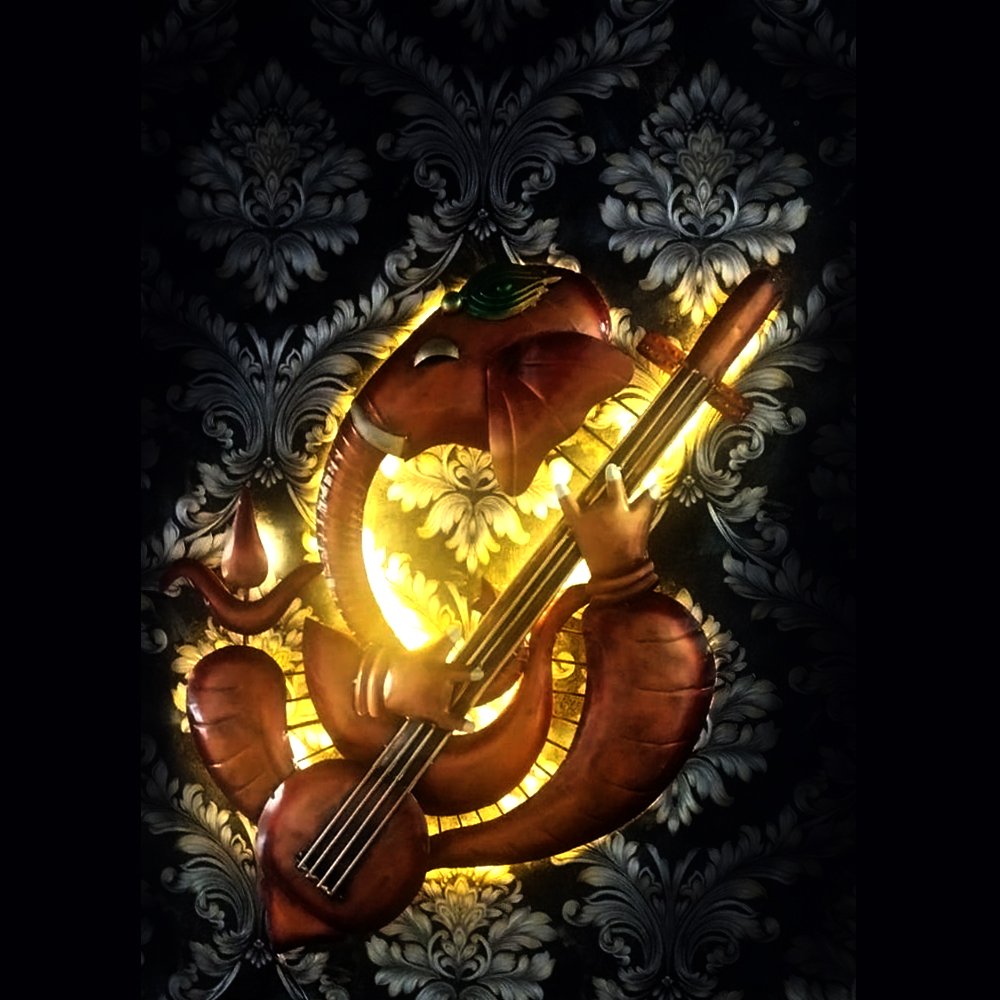Metal Ganesha Wall Decoration with Backlit LED Light thumbnail 1