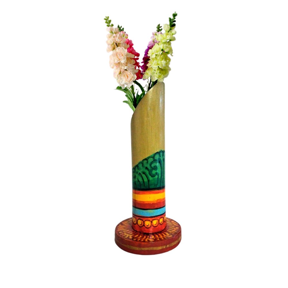 Decorative Hand Painted Bamboo Crafted Flower Vase Stand for Home Office Decor