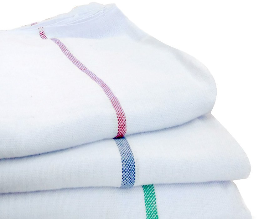 Traditional Plain Soft Cotton Bath Towel Kerala Thorthu for Bath & Multipurpose Use (Set of 3 Pieces, White)