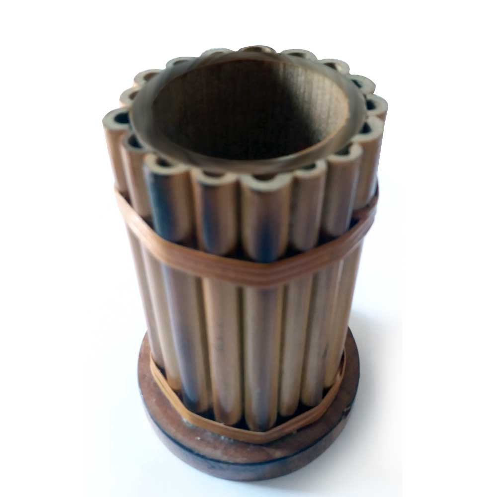 Decorative Handmade Unique Wooden Bamboo and Cane Crafted Reed Pen Pencil Holder Table Desk Organizer for Home Office