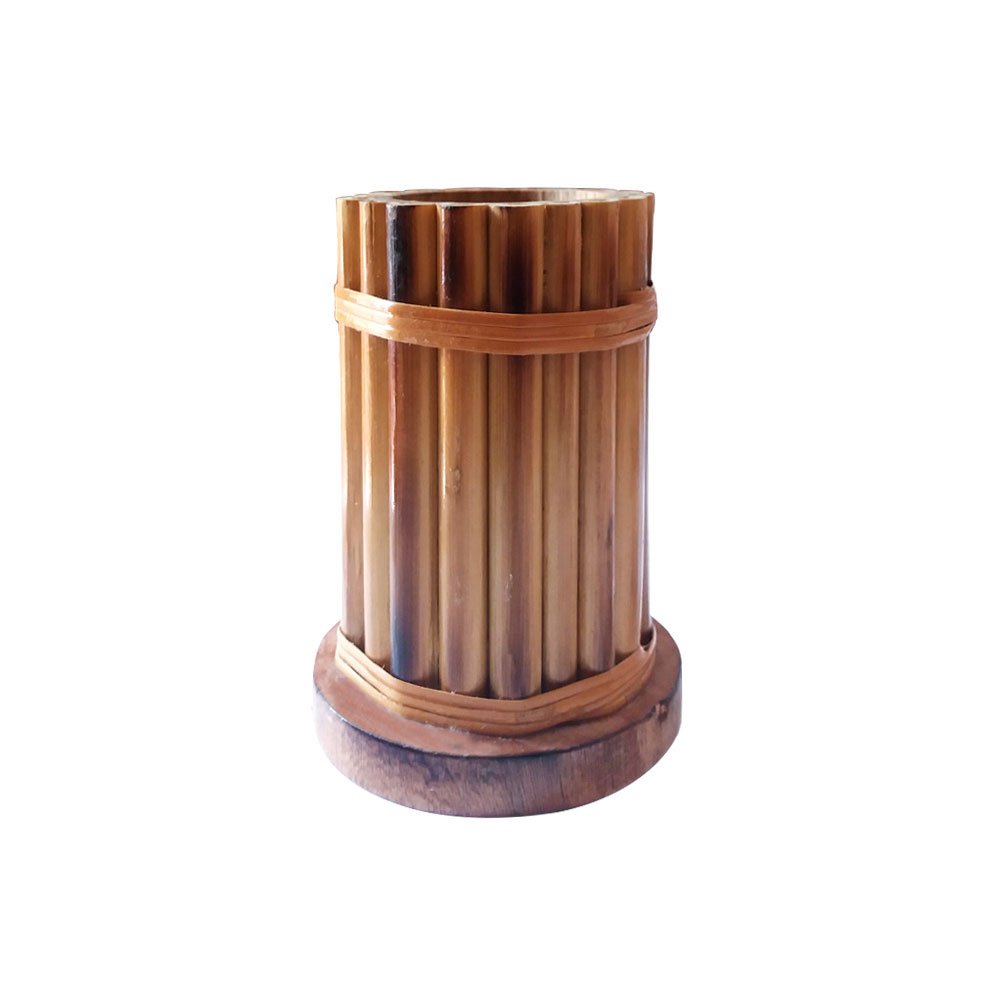Decorative Handmade Unique Wooden Bamboo and Cane Crafted Reed Pen Pencil Holder Table Desk Organizer for Home Office thumbnail 1