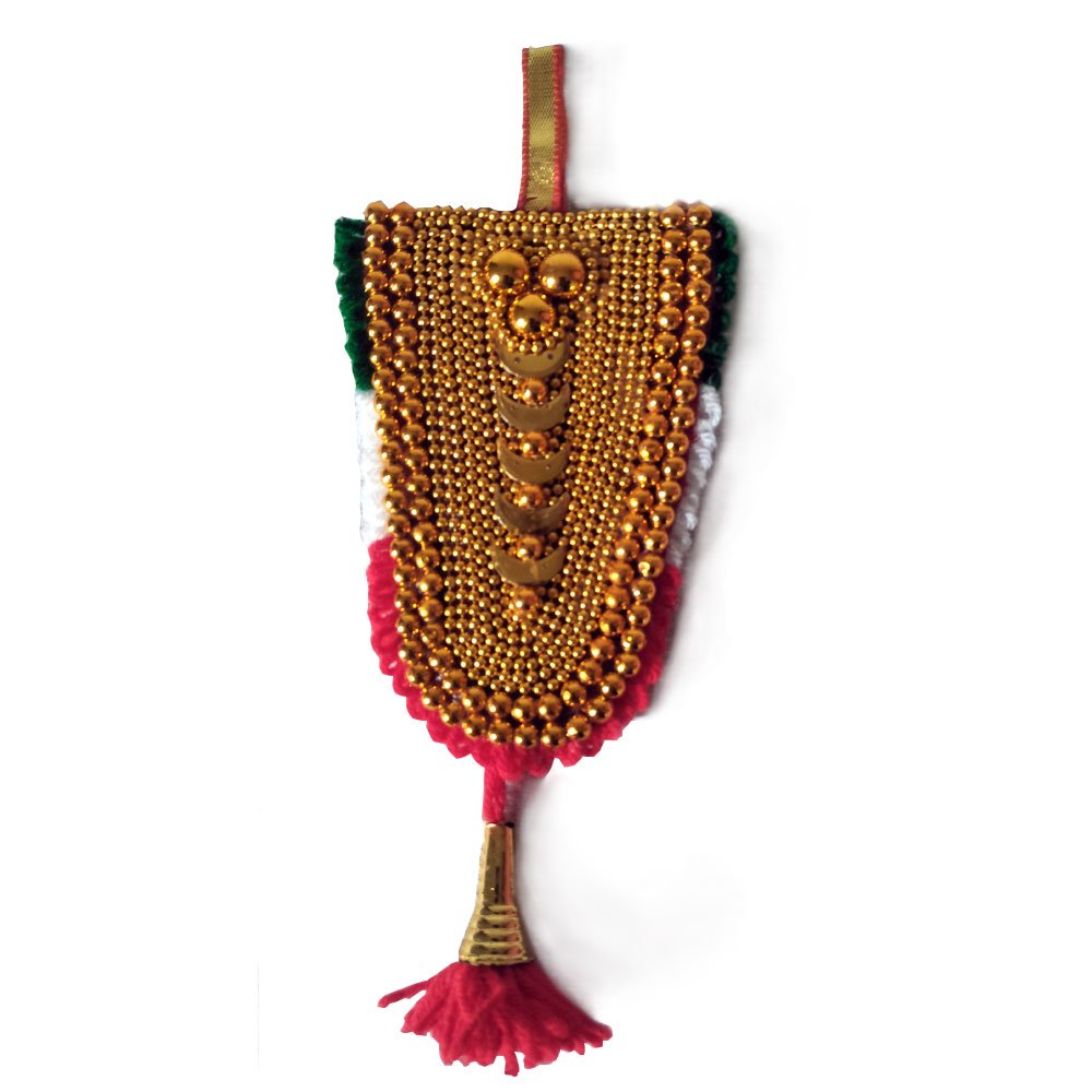 Handcrafted Car Hanging Pooram Festival Elephant Caparison Nettipattom with Fabric & Decorative Beadings for Car Decoration thumbnail 3