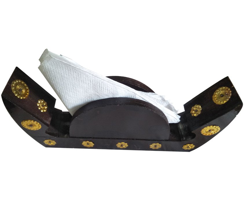 Wood Crafted House Boat Napkin Holder for Table Decor & Utility