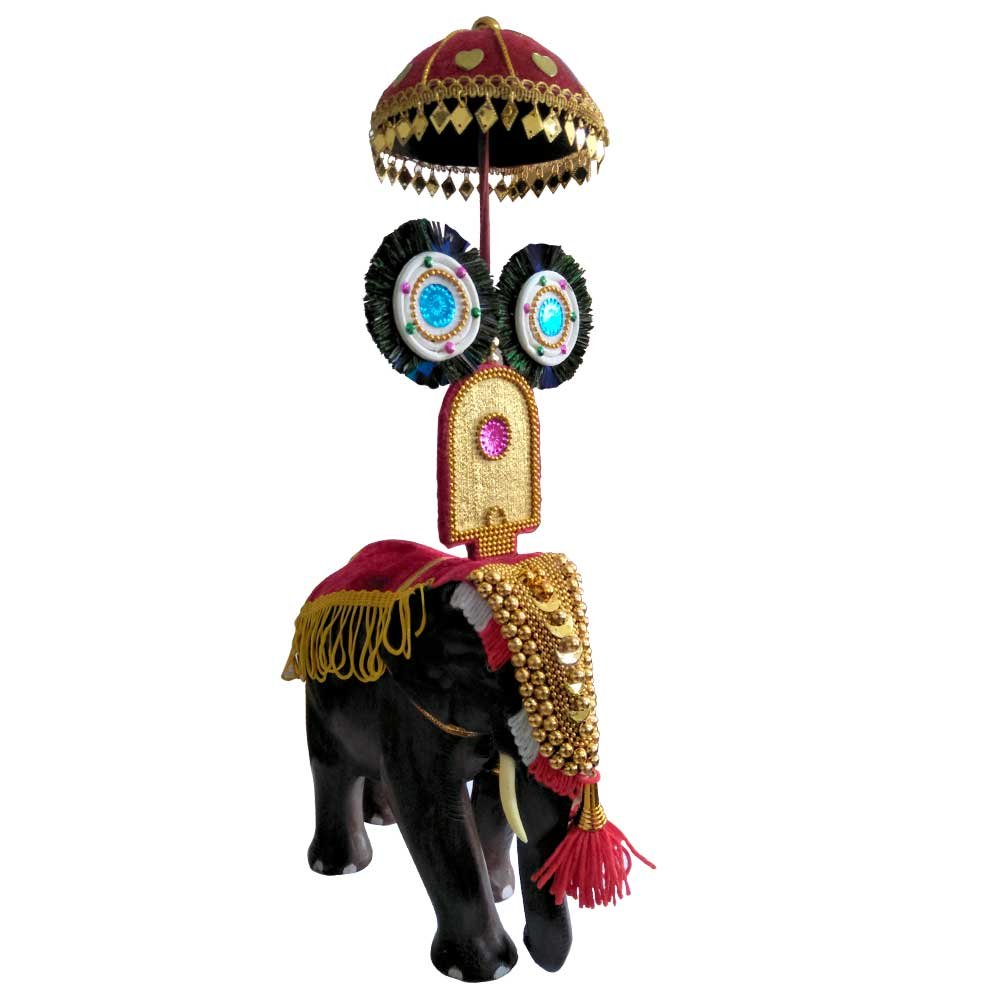 The Kerala Pooram Festival Elephant Miniature with Decorative Caparison for Decor & Gifting