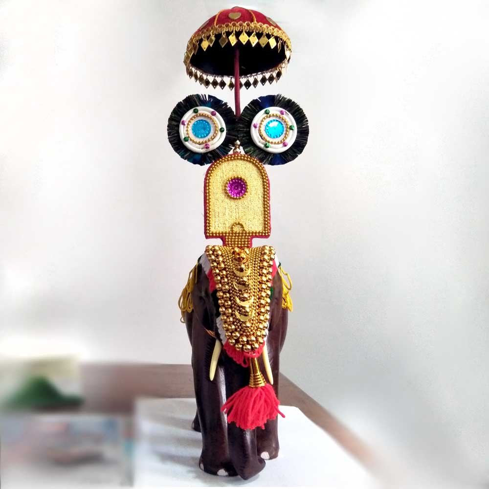 Rosewood Crafted Pooram Festival Elephant Miniature with Decorative Caparison thumbnail 3