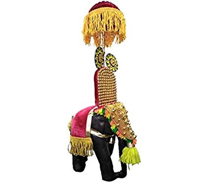 Rosewood Crafted Pooram Festival Elephant Miniature with Decorative Caparison