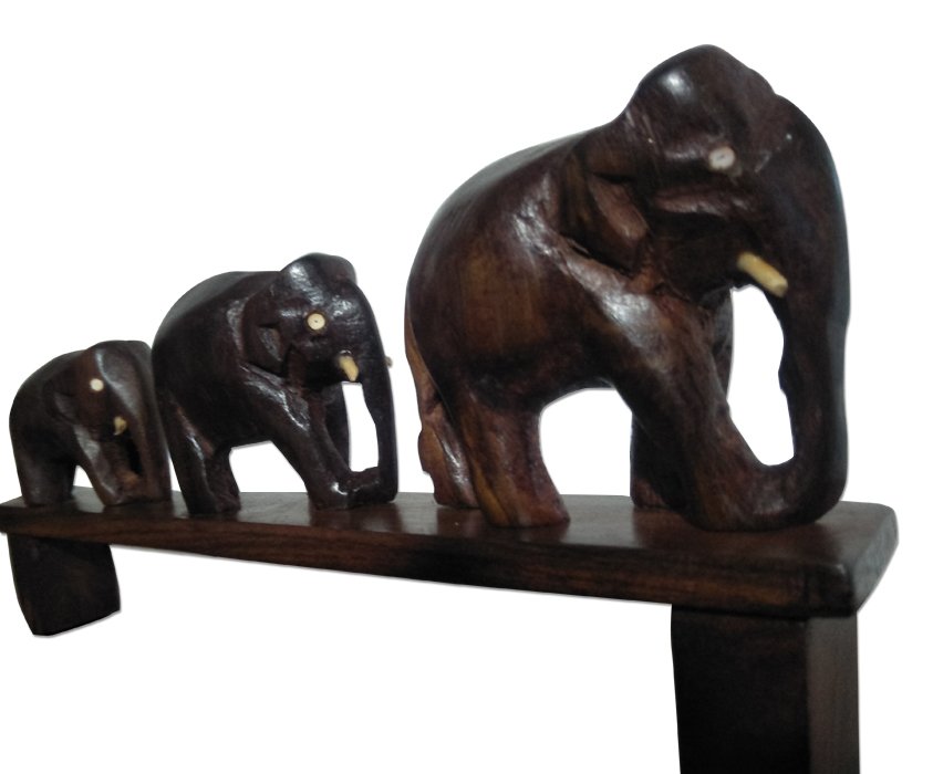 Handcrafted Miniature of 3 Elephant Bridge in Rosewood for Decor and Souvenir for Gifting
