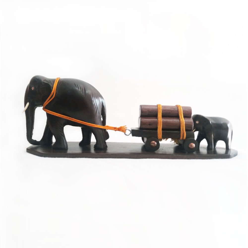 Handcrafted Antique Design Traditional Elephant Cart in Rosewood for Home Decor & Gift Purposes thumbnail 1
