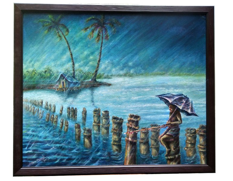 Monsoon Oil Painting for Wall Decor