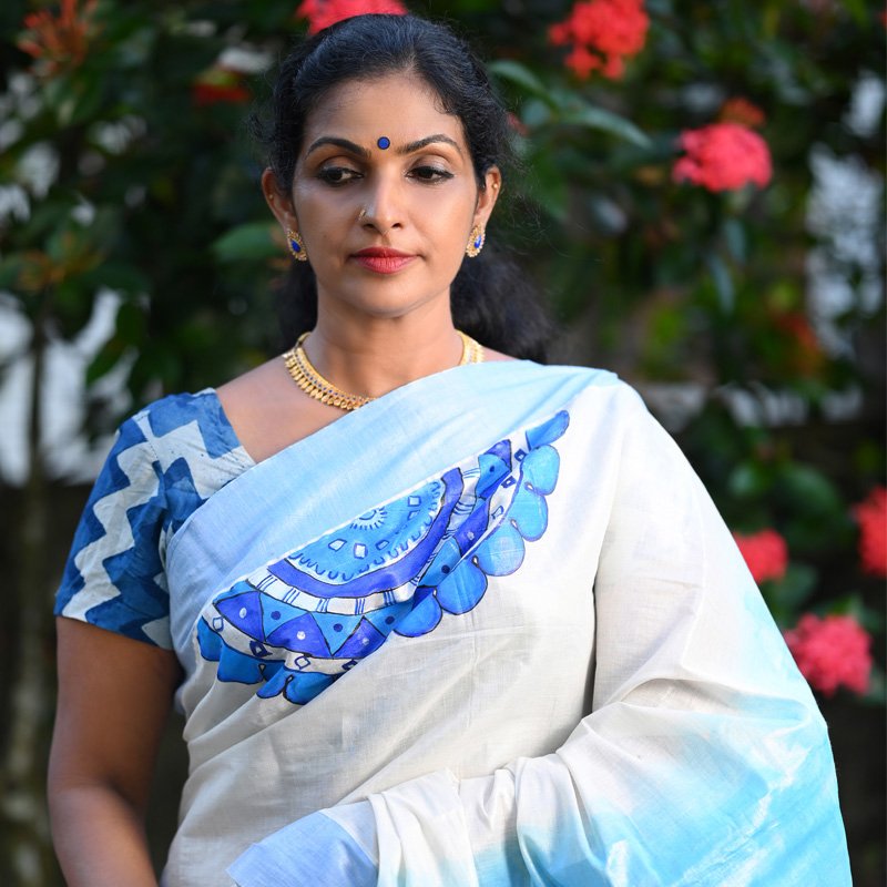 Handpainted Designer Tissue Weave Saree Occasional Wear