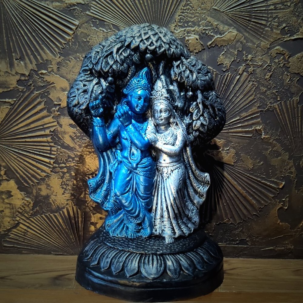 Terracotta Crafted & Decoratively Painted Radha & Krishna the Epitome of Love for Home Decor, Puja and Gifting.