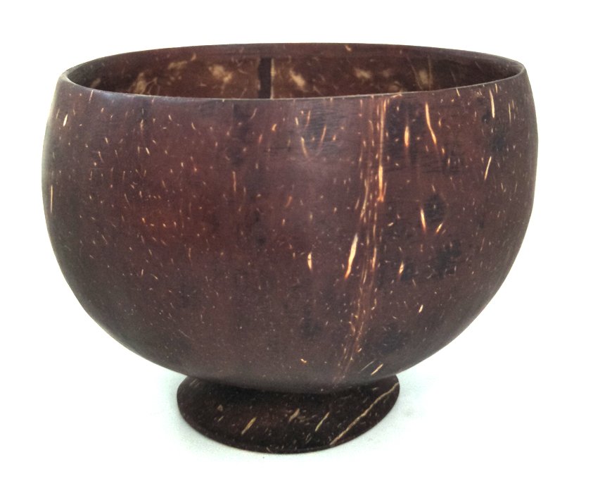 Handcrafted re-usable natural coconut shell bowl large with stand