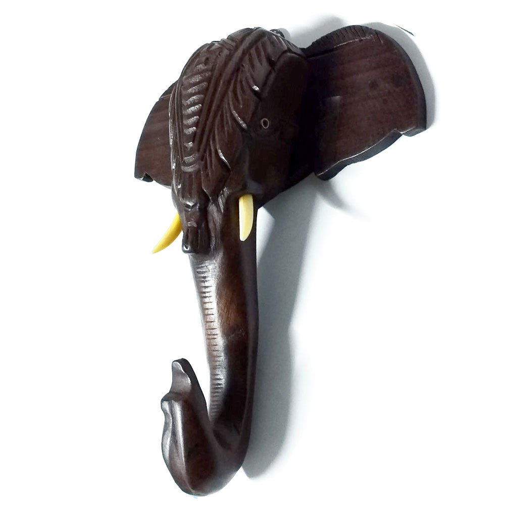 Carved Wooden Pooram Elephant Head Wall Hang for Home Decor thumbnail 1