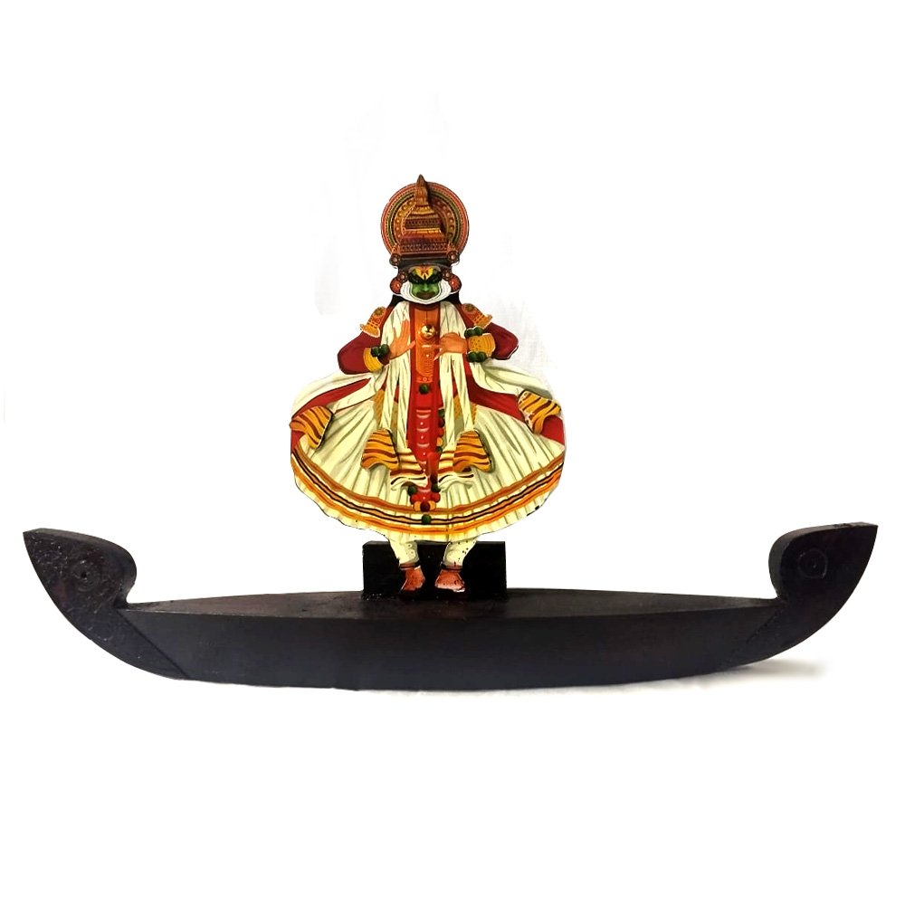 Dancing Kathakali on Boat Souvenir in 2D Wooden Cutout Souvenir for Decor & Gifting thumbnail 1