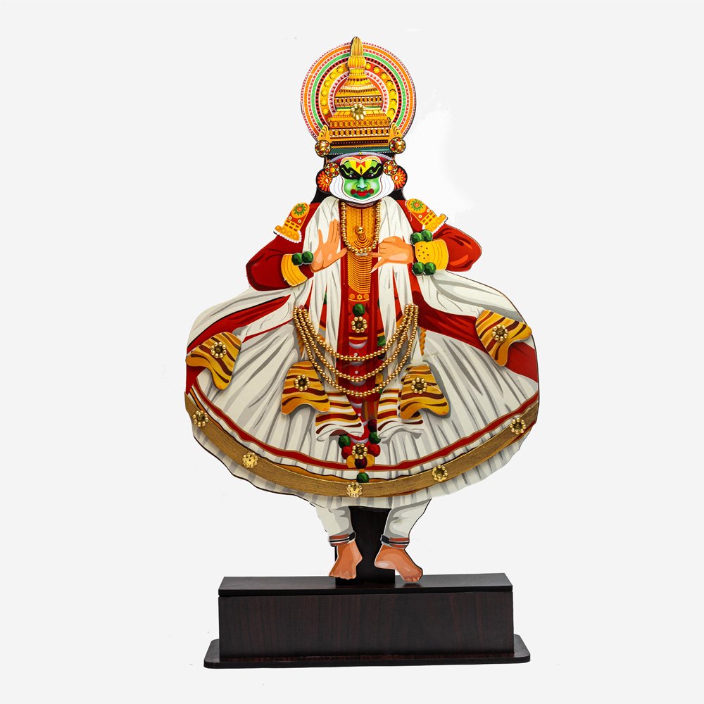 Dancing Kathakali Wooden Plaque Souvenir for Decor and Gifting thumbnail 1