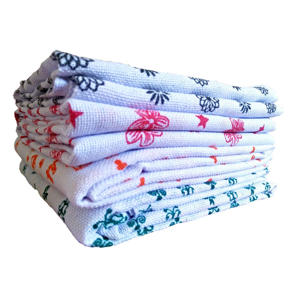 Printed Light Cotton Bath Towel Thorthu For Bathroom & Multipurpose Use (White with Print, Set of 4) thumbnail 1
