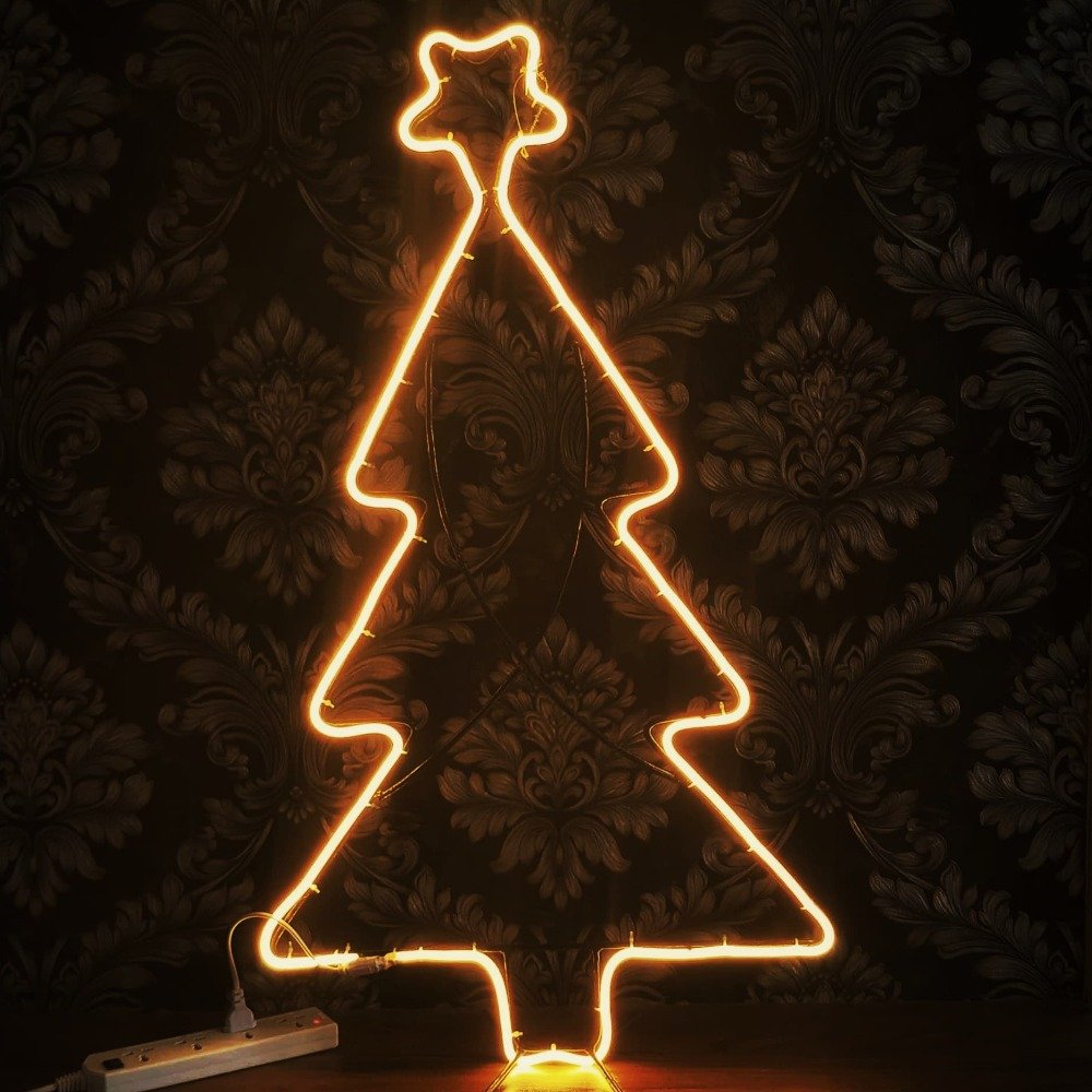 Elegant Christmas Star crafted in Metal with Neon running rope display light thumbnail 1