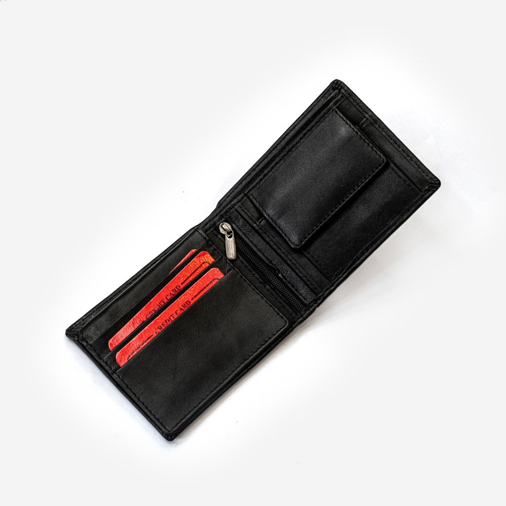 Classic Black Textured Genuine Leather Wallet for Men - Stylish Design with Ample Card Storage, ID & Photo Pocket, Durable Finish thumbnail 4