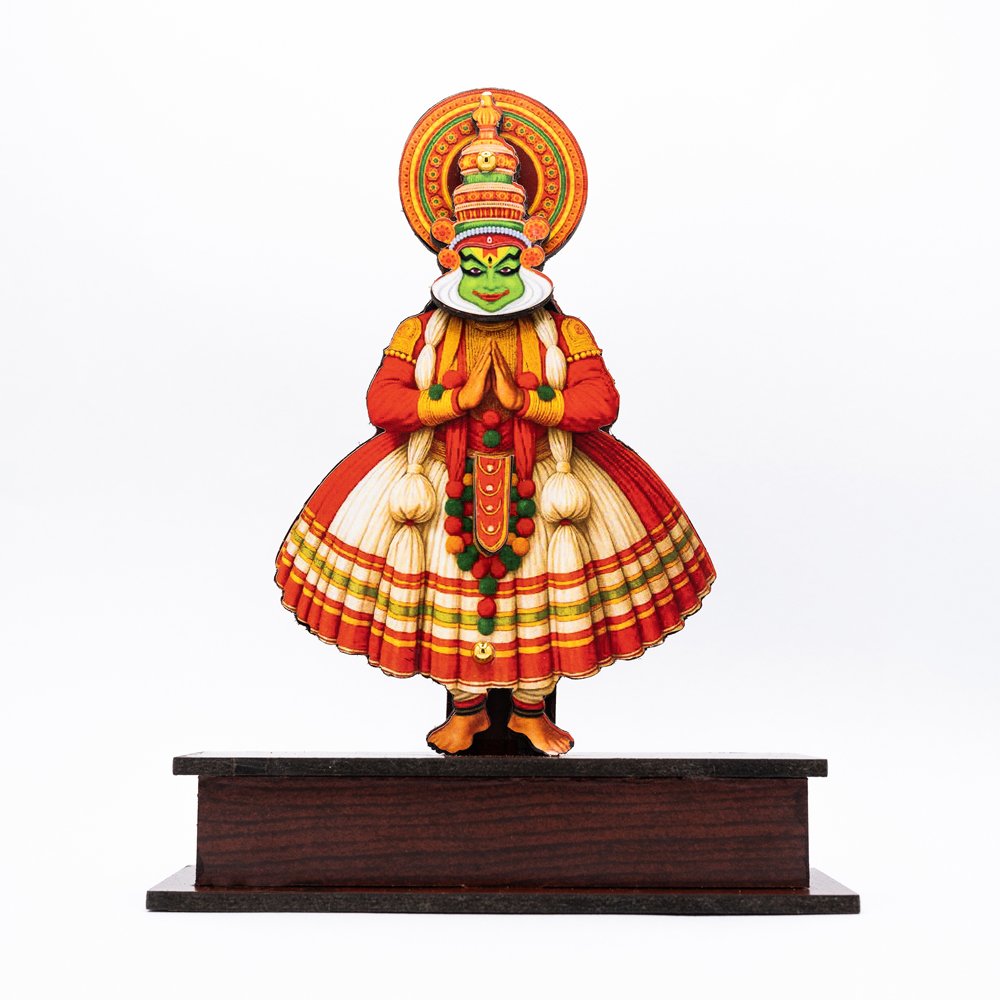 Kathakali Full Posture Wooden Plaque for Gifting & Decor thumbnail 1