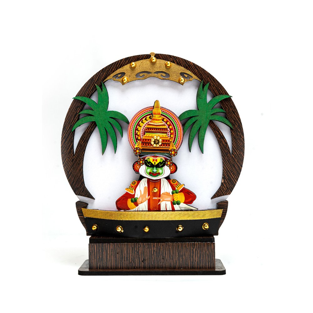 Kerala Souvenir Plaque Memento with Kathakali Coconut Palm Kettuvallam Combo for Decor & Gifting thumbnail 1