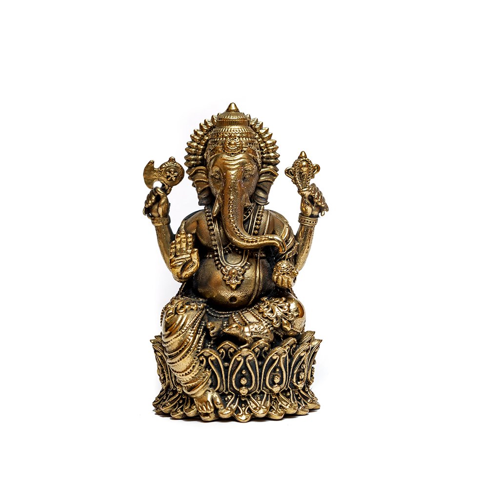 Lord Ganesha Idol 6" crafted in Brass for Puja & Presentation thumbnail 1