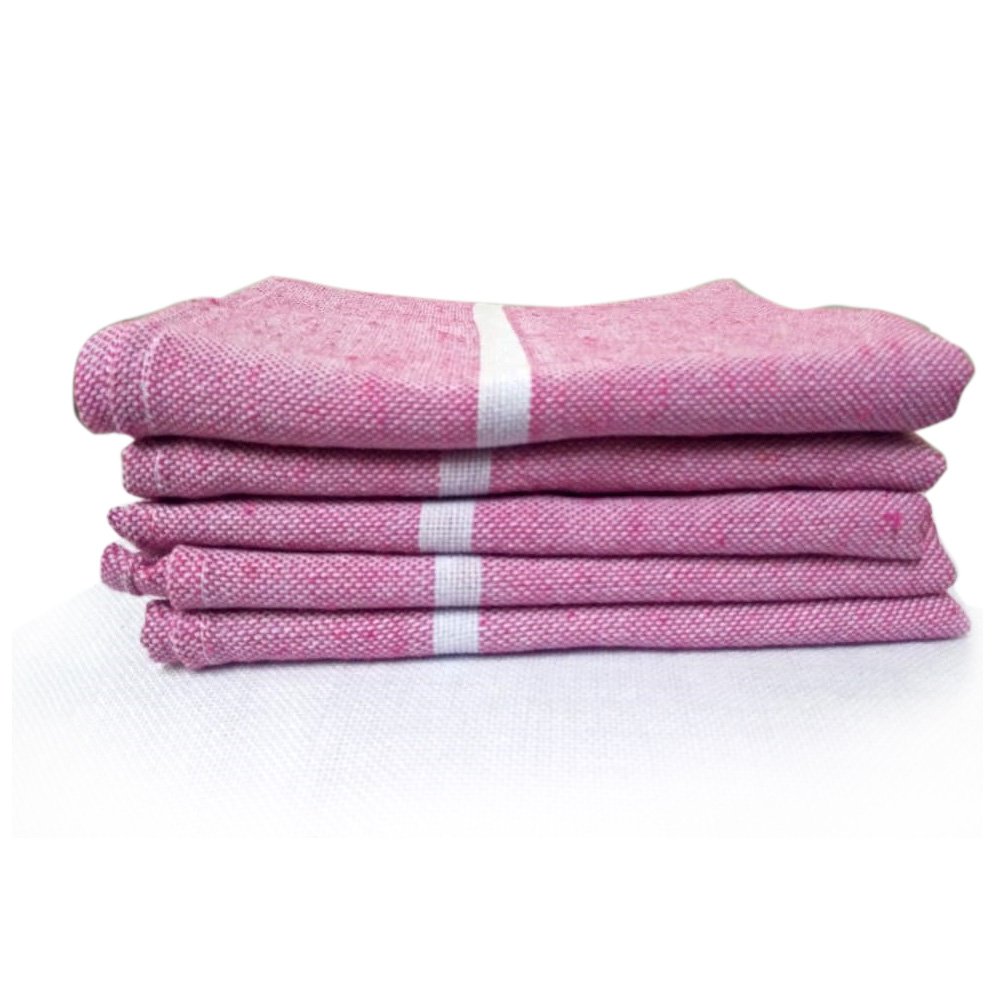 Light Edge Stitched Cotton Bath Towel Thorthu For Bathroom & Multipurpose Use (Rose, Set of 3)
