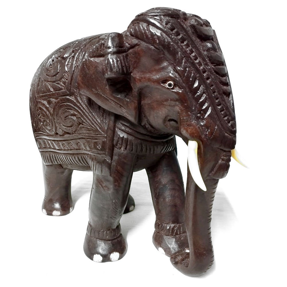 Rosewood Crafted Carved Caparison Indian Elephant Miniature for Home Decor & Gifting