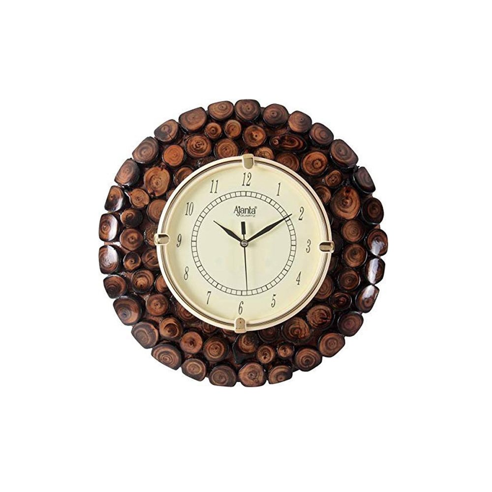 Wooden Wall Clock for Wall Décor & Gifting 12 Inch Brown thumbnail 1